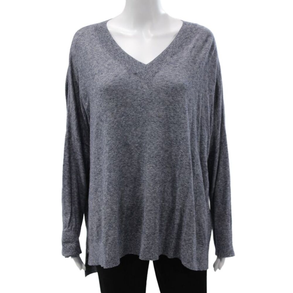 Zoe Couture Unisex V-Neck Pullover Gray Cashmere Blend Long Sleeve Size M